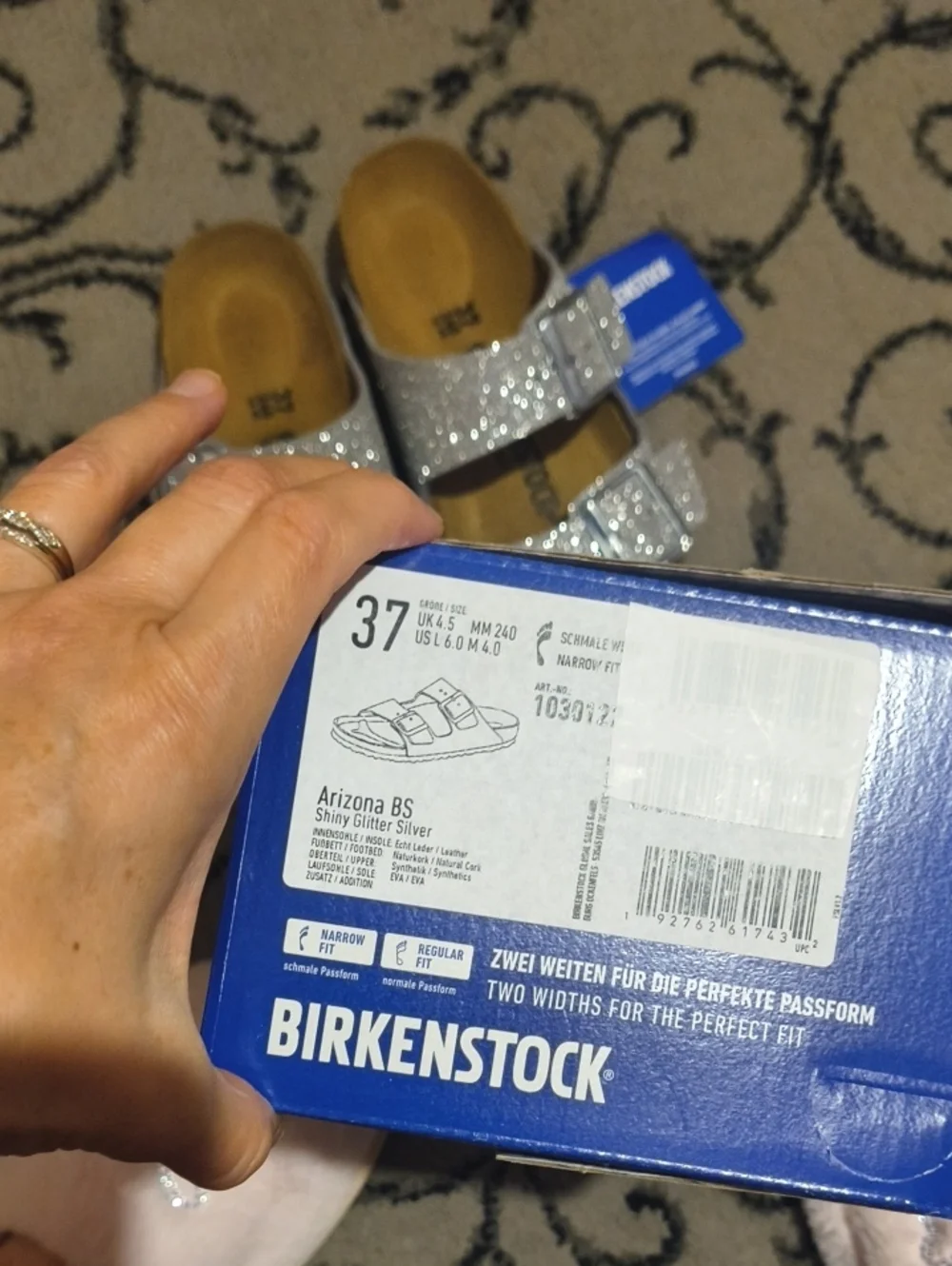 Birkenstock Women's Silver Glitter Two-Strap Sandals